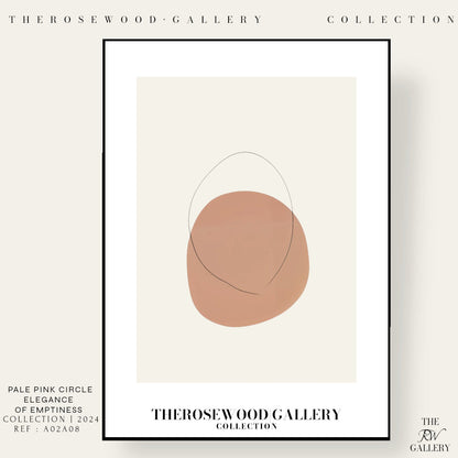 Blassrosa minimalistische Kunst | Sofort-Download | Neutrale Wanddekoration | Moderner abstrakter Kreis | Dezente feine Linie | Poster zum Drucken