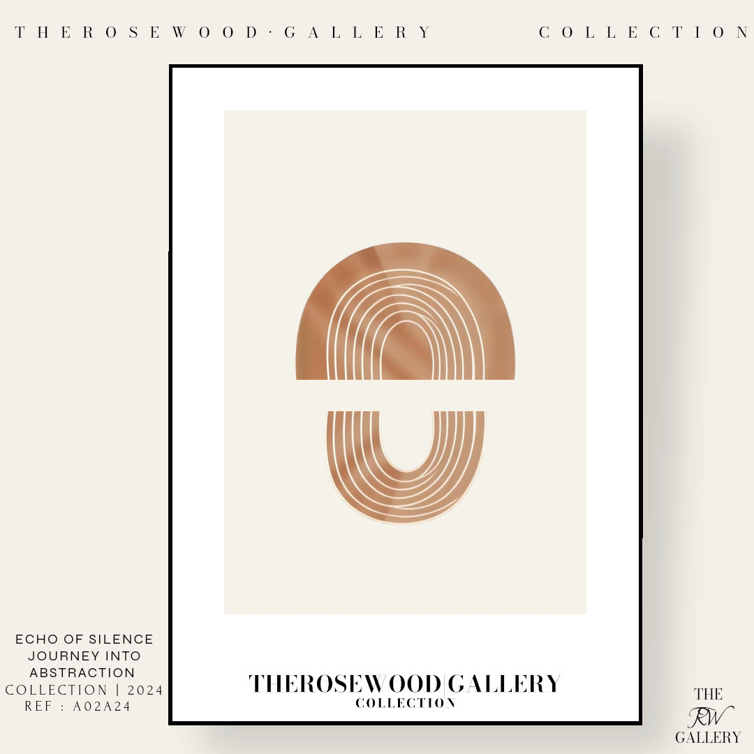 Décoration murale minimaliste moderne | Impression numérique abstraite | Décor crème | Formes géométriques en dôme | Palette brun terre cuite | Affiche artistique épurée