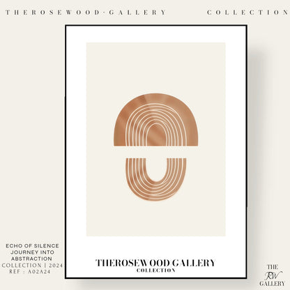 Décoration murale minimaliste moderne | Impression numérique abstraite | Décor crème | Formes géométriques en dôme | Palette brun terre cuite | Affiche artistique épurée