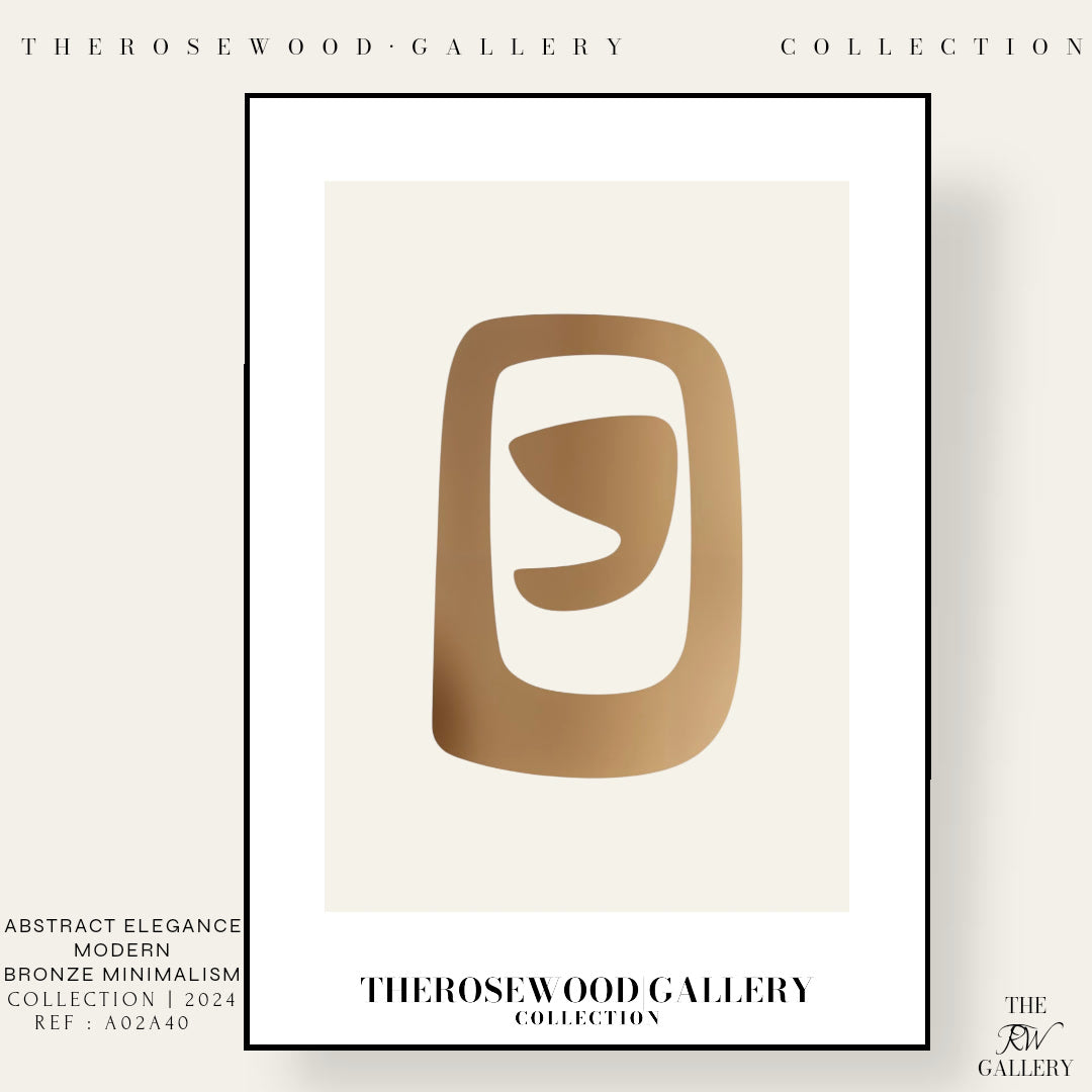 Elegant Symmetrical Print | Digital Decor | Bronze & Ivory | Artistic Silhouettes | Calm Minimalist Setting