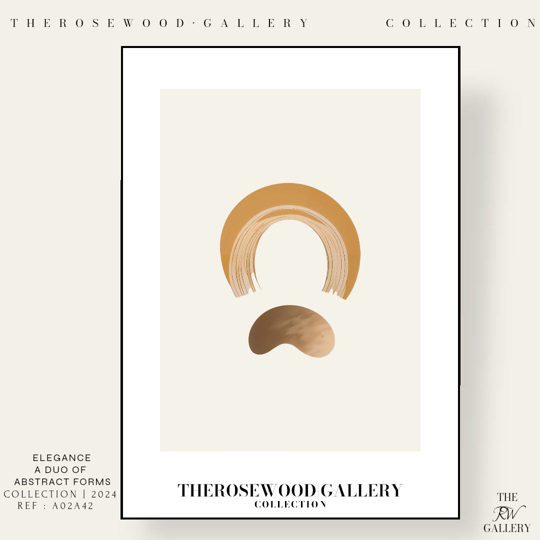 Chic Harmonious Poster | Digital Modern Home Decor | Off-Orange Palette | Artistic Profiles | Tranquil Simple Interior