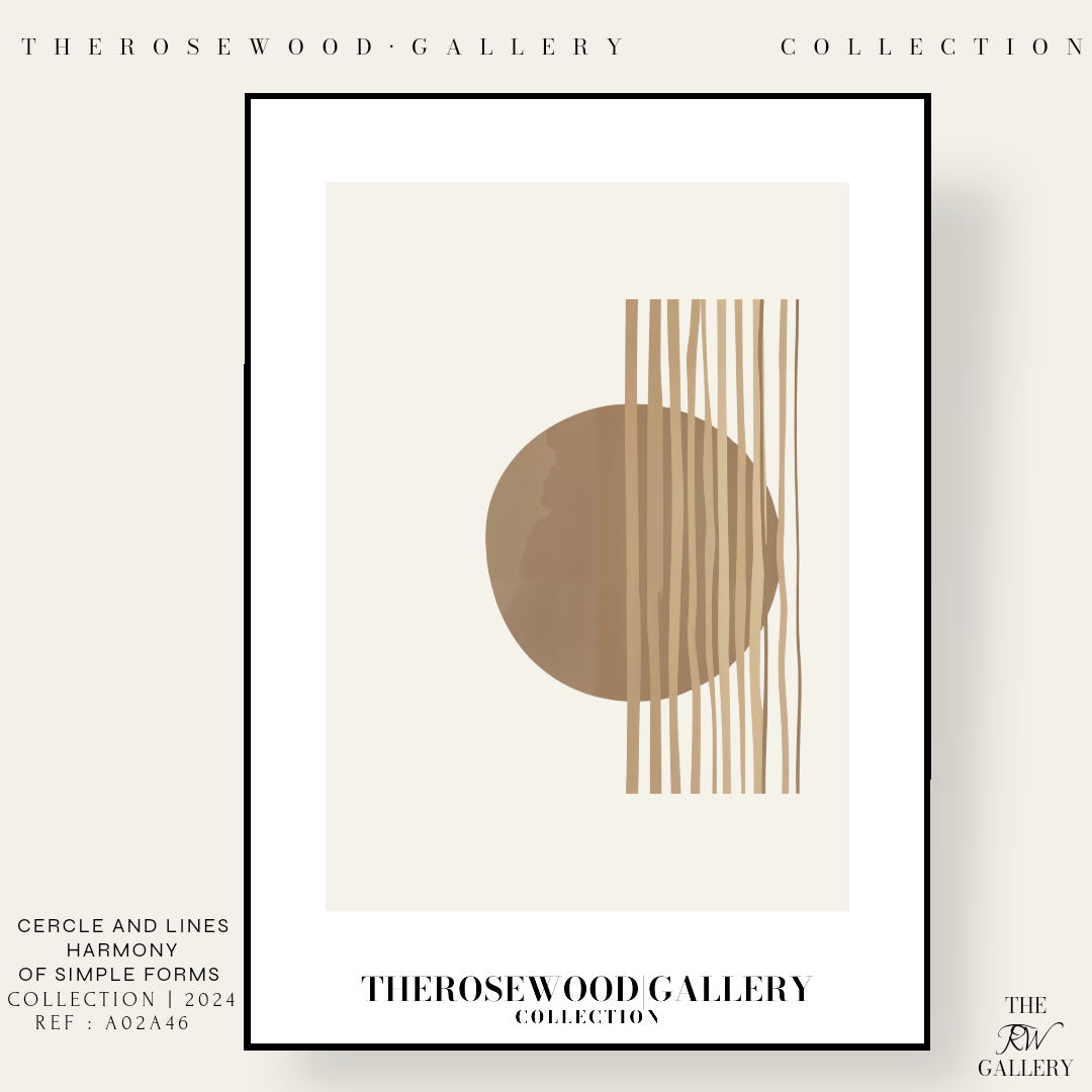 Digitales Kunstwerk mit minimalistischer Symmetrie | Modernes Wohndekor | Farbschema Braun und Beige | Künstlerische Linien | Friedliche, stilvolle Umgebung