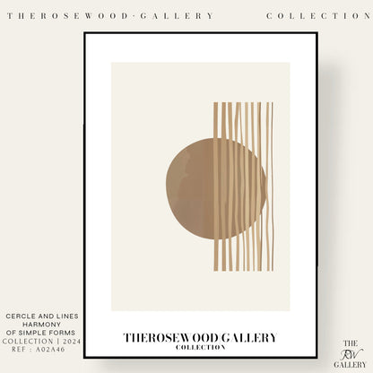 Digitales Kunstwerk mit minimalistischer Symmetrie | Modernes Wohndekor | Farbschema Braun und Beige | Künstlerische Linien | Friedliche, stilvolle Umgebung