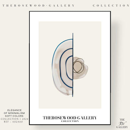 Minimalistisches druckbares Kunstwerk | Hohe Auflösung | Dezente Blautöne | Geometrische künstlerische Linien | Elegante Wand