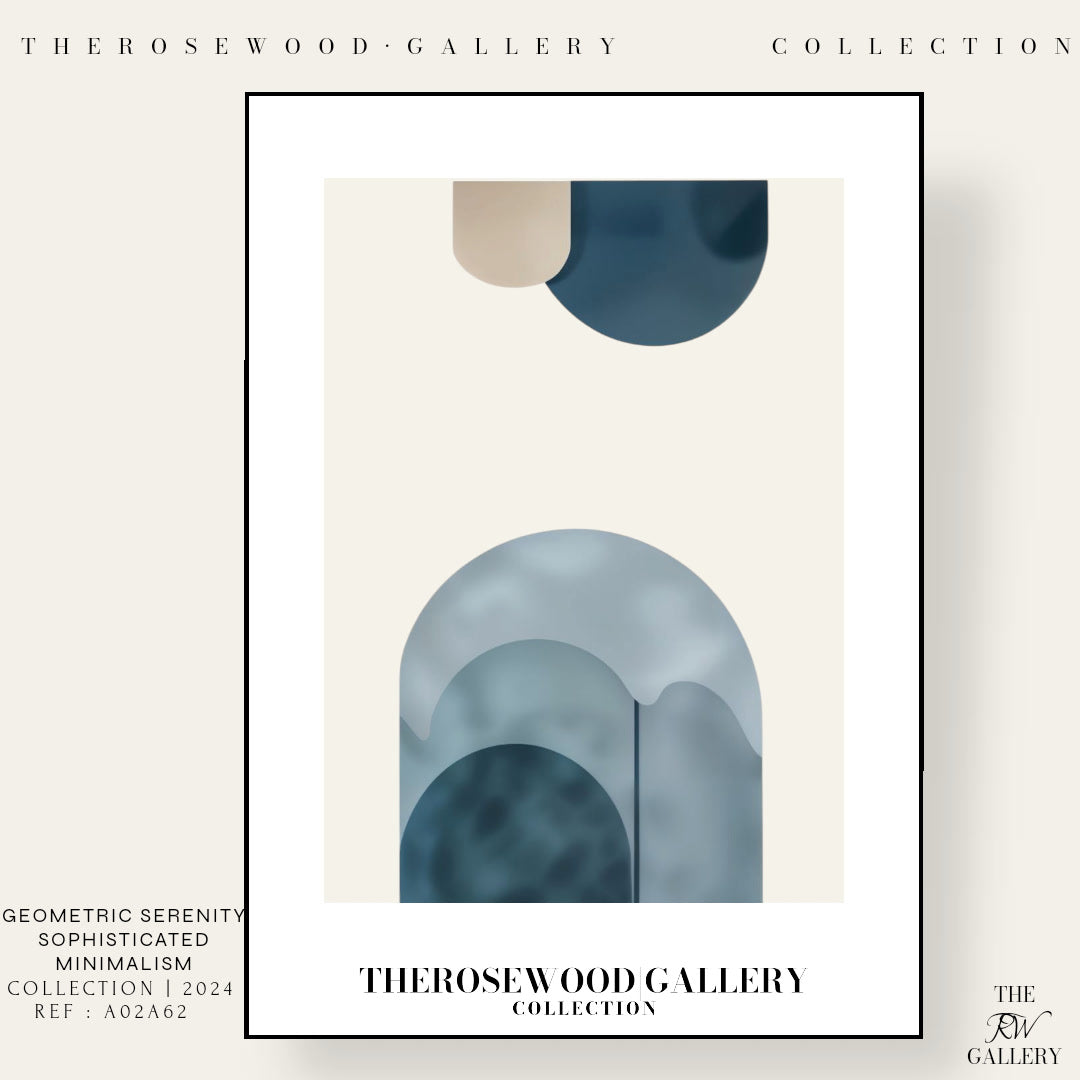 Art imprimable haute définition | Design contemporain aux courbes | Teintes bleu et beige-gris | Art minimaliste | Décoration murale sereine