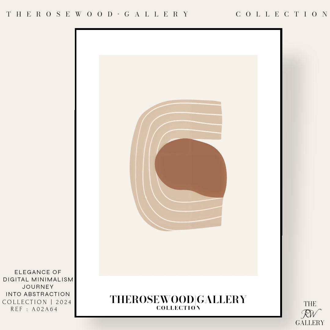 Affiche numérique artistique imprimable | Haute définition | Crème douce et terre cuite | Lignes géométriques | Style intérieur contemporain