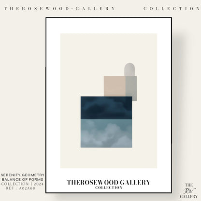 Printable Digital Canvas | High Definition Quality | Muted Blue Gray & Cream Shades | Square Forms