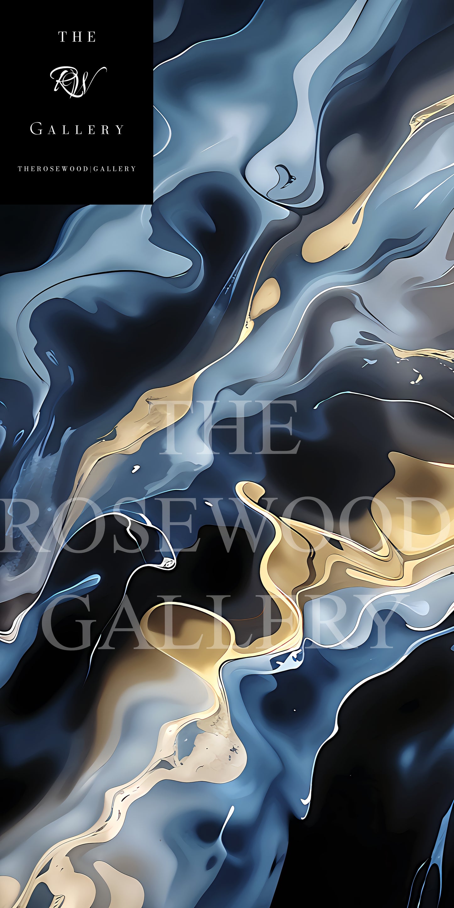 Navy Blue Waves Deep Gold Turquoise Blue Abstract Minimalist And Contemporary High-Definition Digital Artwork