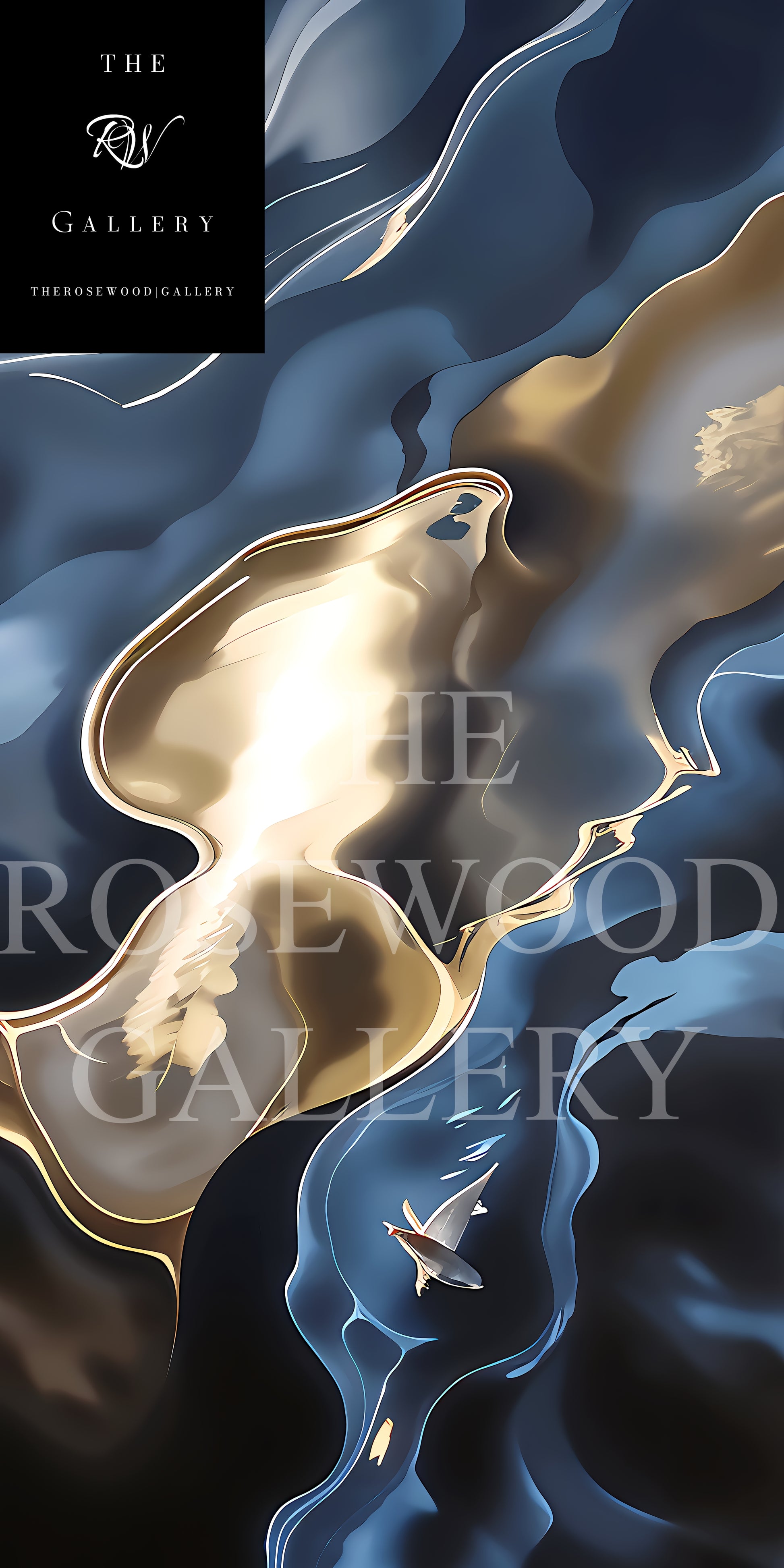 Shades Of Blue-gray Deep Azur Elegant Abstract Geometric Smook Shapes Digital Image Minimalist Art