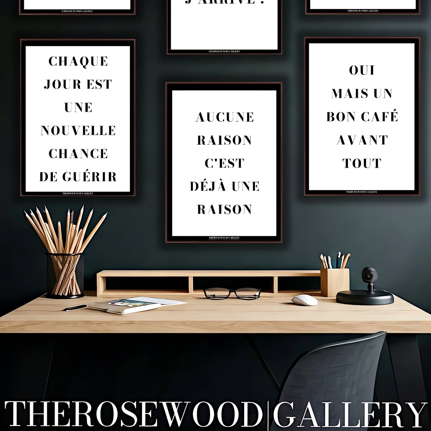Minimalist digital art print in black and white featuring an inspirational quote for wall decor.