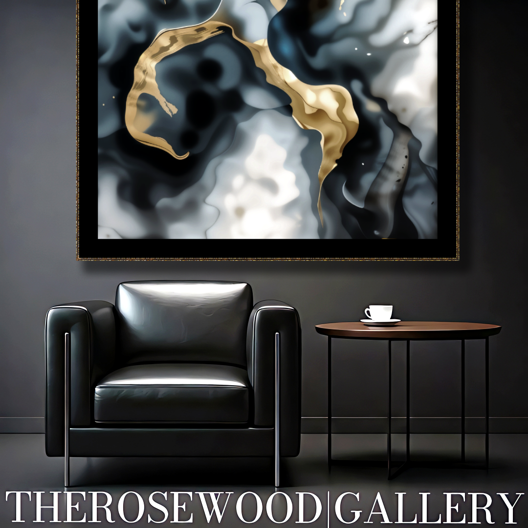 Downloadable Abstract Smoke Art Grey Black Gold Beige Pouring Painting