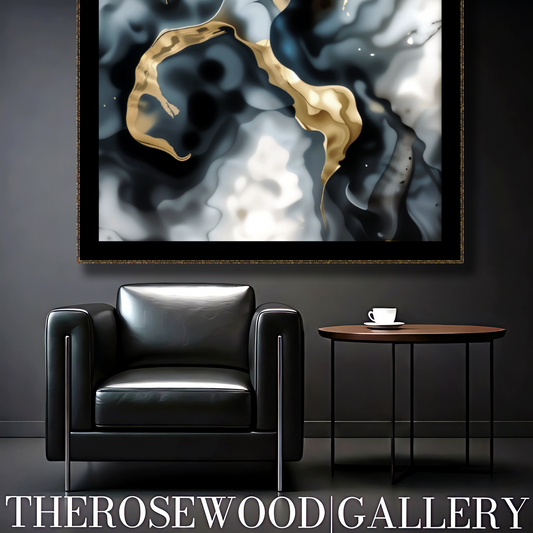 Downloadable Abstract Smoke Art Grey Black Gold Beige Pouring Painting