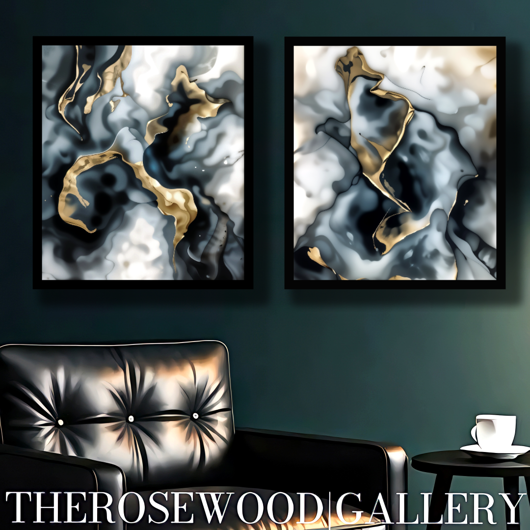 Downloadable Abstract Smoke Art Grey Black Gold Beige Pouring Painting