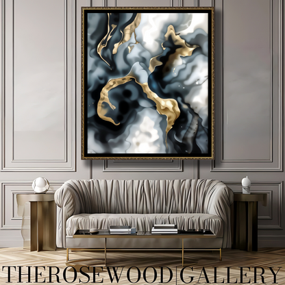 Downloadable Abstract Smoke Art Grey Black Gold Beige Pouring Painting