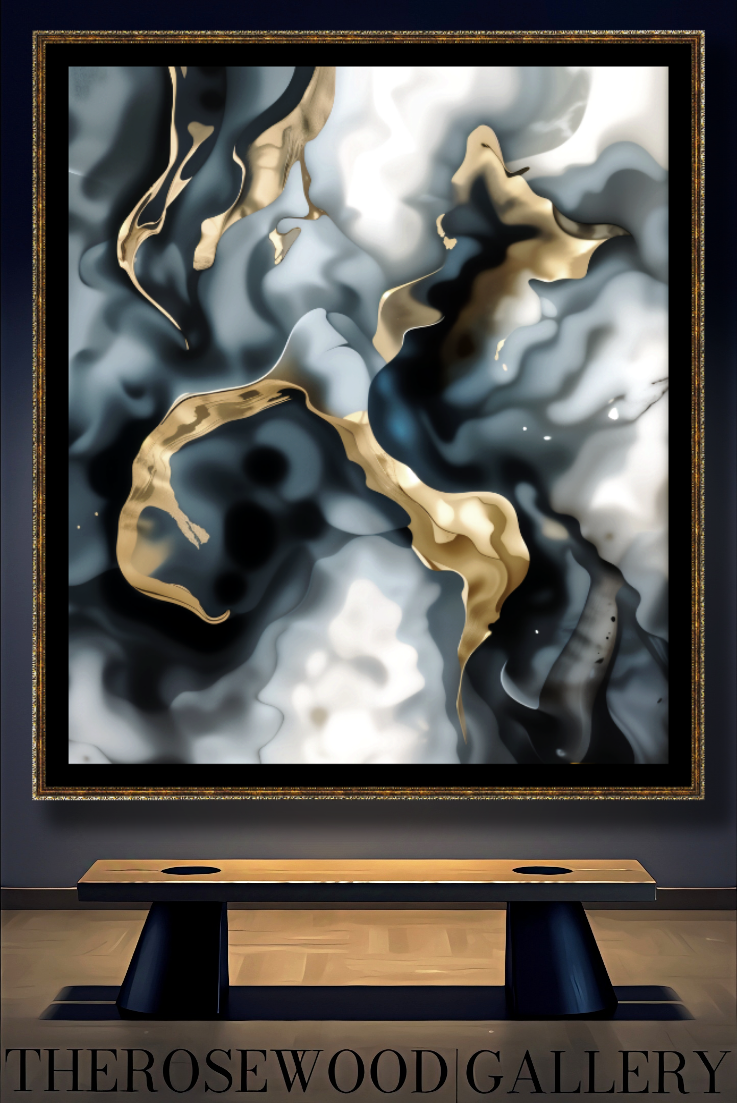 Downloadable Abstract Smoke Art Grey Black Gold Beige Pouring Painting