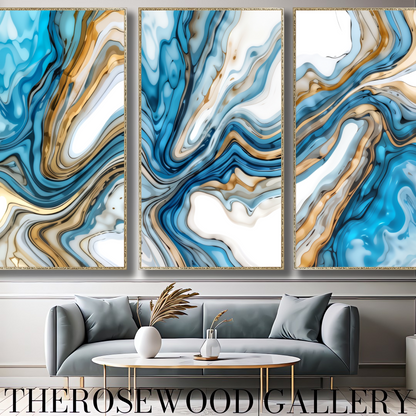 Abstract Art Soft Blue Azur Light Turquoise Classical Artwork Digital Zen Pouring Painting Waving Artwork