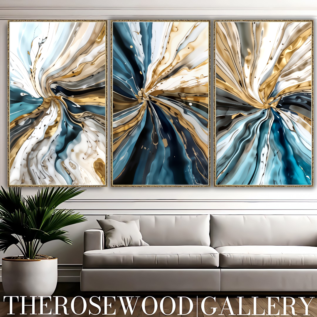 Pouring Painting Digital Abstract Art    Contemporary Deep Blue Light Beige Gray Whirlwind
