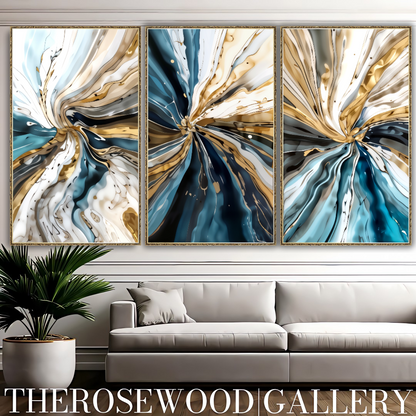 Pouring Painting Digital Abstract Art    Contemporary Deep Blue Light Beige Gray Whirlwind