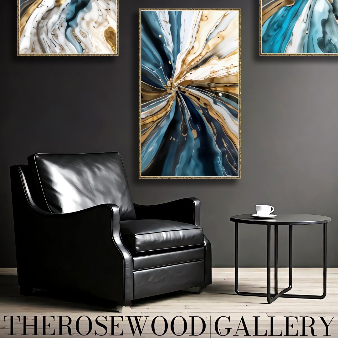 Pouring Painting Digital Abstract Art    Contemporary Deep Blue Light Beige Gray Whirlwind