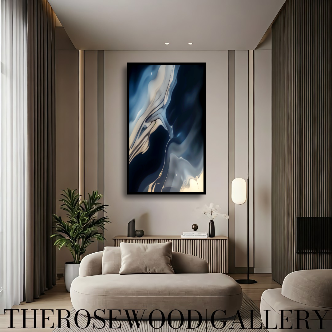 Shades Of Light Gray Deep Blue Elegant Geometric Abstract Shapes Harmonious Color Palette High-Definition Digital Artwork
