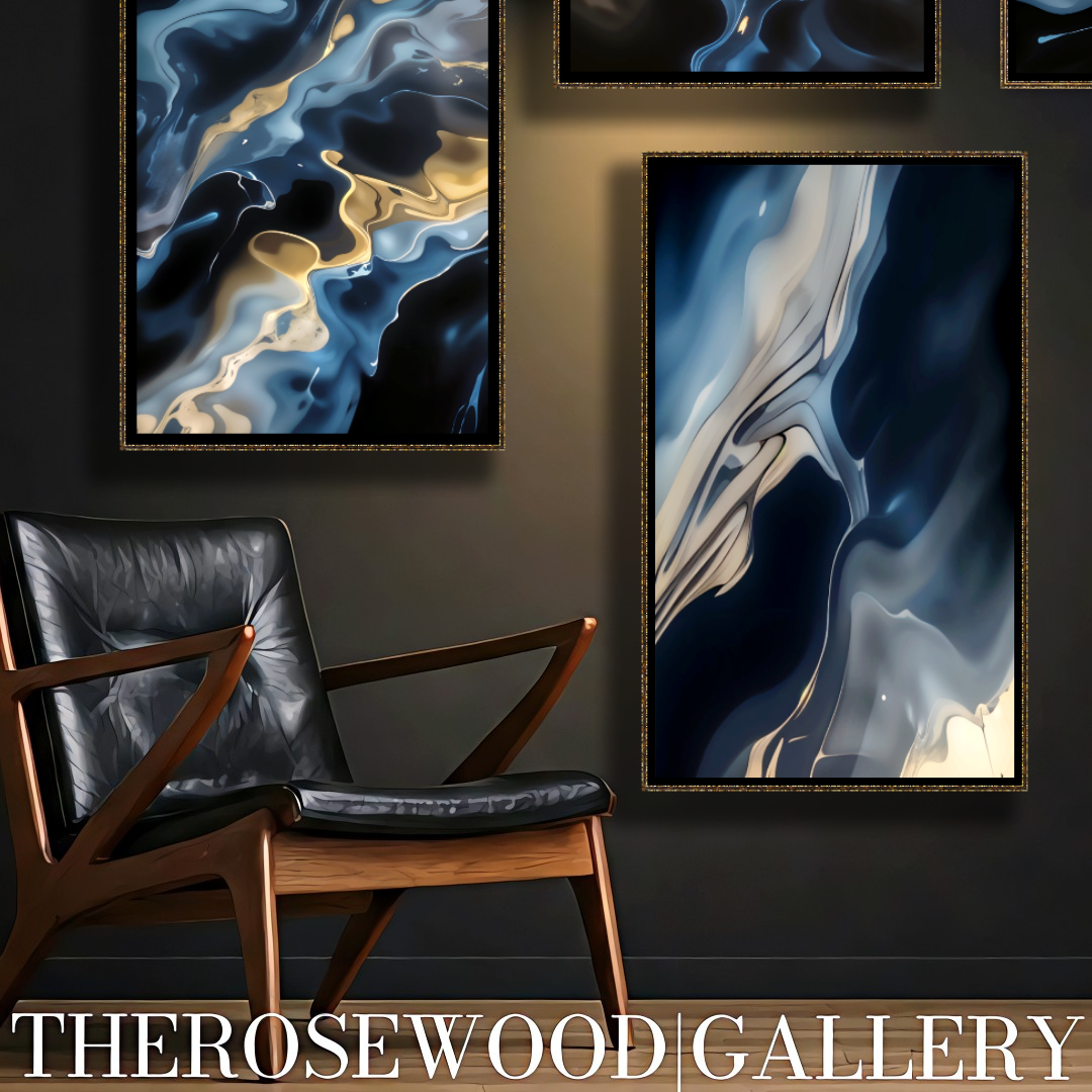 Shades Of Light Gray Deep Blue Elegant Geometric Abstract Shapes Harmonious Color Palette High-Definition Digital Artwork