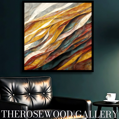 Digital Painting Abstract Contemporary Warm Tones Mustard Yellow Gold Shades Rust Fall Wall Decor