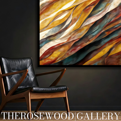 Digital Painting Abstract Contemporary Warm Tones Mustard Yellow Gold Shades Rust Fall Wall Decor