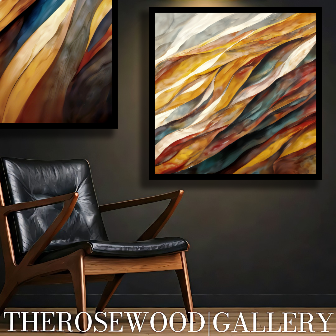 Digital Painting Abstract Contemporary Warm Tones Mustard Yellow Gold Shades Rust Fall Wall Decor