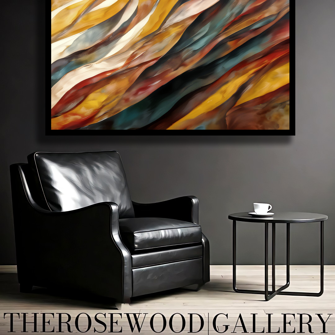 Digital Painting Abstract Contemporary Warm Tones Mustard Yellow Gold Shades Rust Fall Wall Decor