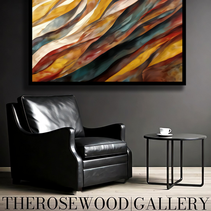 Digital Painting Abstract Contemporary Warm Tones Mustard Yellow Gold Shades Rust Fall Wall Decor