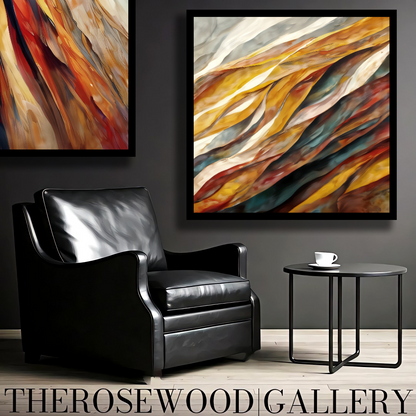 Digital Painting Abstract Contemporary Warm Tones Mustard Yellow Gold Shades Rust Fall Wall Decor