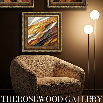 Digital Painting Abstract Contemporary Warm Tones Mustard Yellow Gold Shades Rust Fall Wall Decor