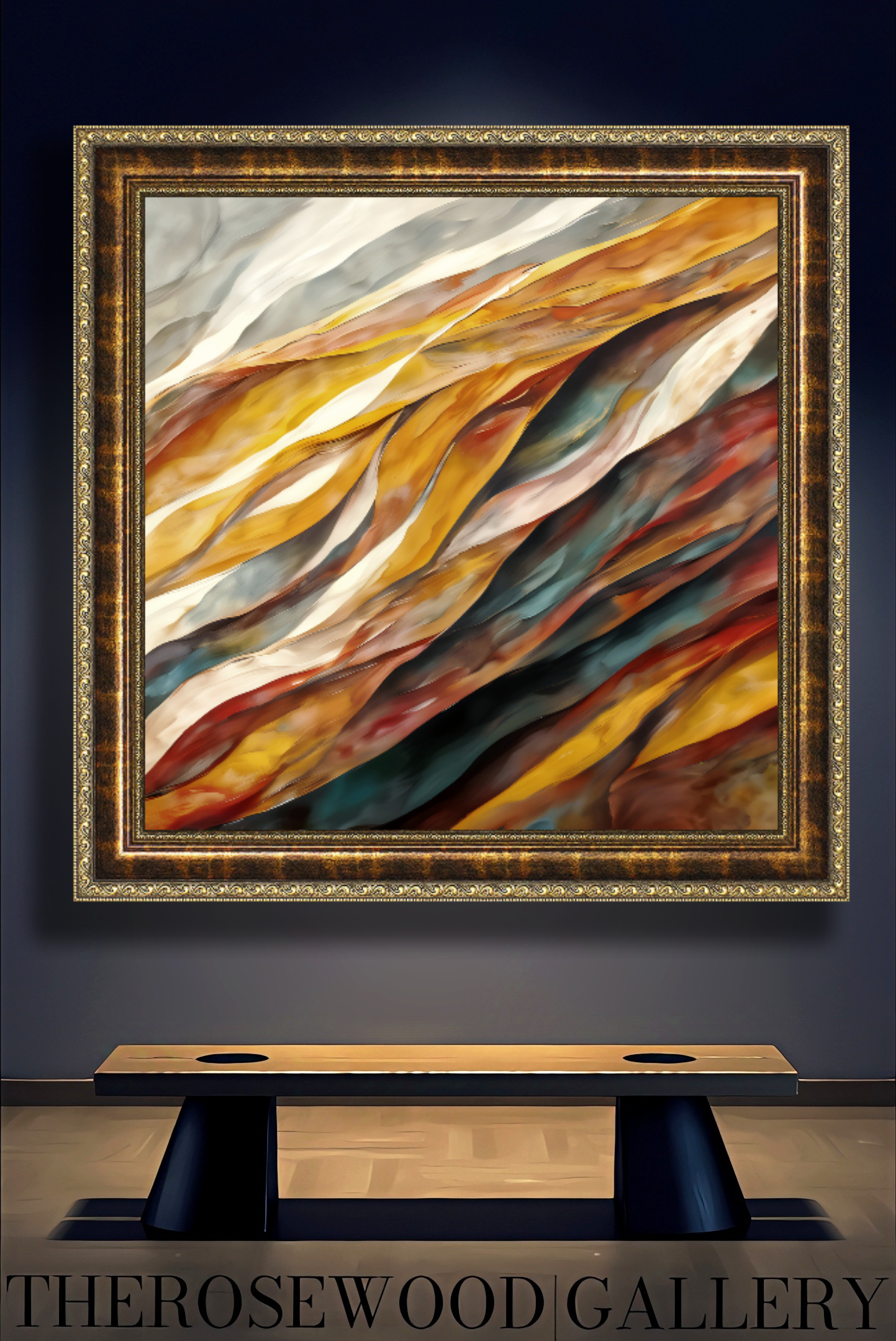 Digital Painting Abstract Contemporary Warm Tones Mustard Yellow Gold Shades Rust Fall Wall Decor