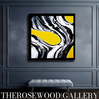 Digital Contemporary Wall Decor Saturated Flamboyant Yellow Through Ivory And Deep Black