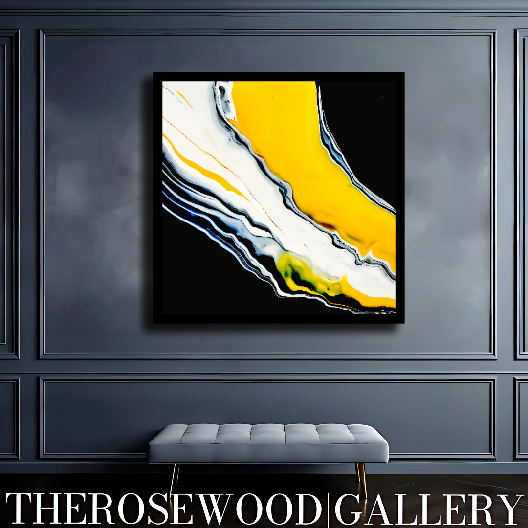 Digital Stream Of Painting Artwork Pouring Painting Abstract Art Black Background Bright Yellow