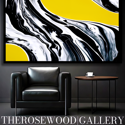 Digital Contemporary Wall Decor Saturated Flamboyant Yellow Through Ivory And Deep Black