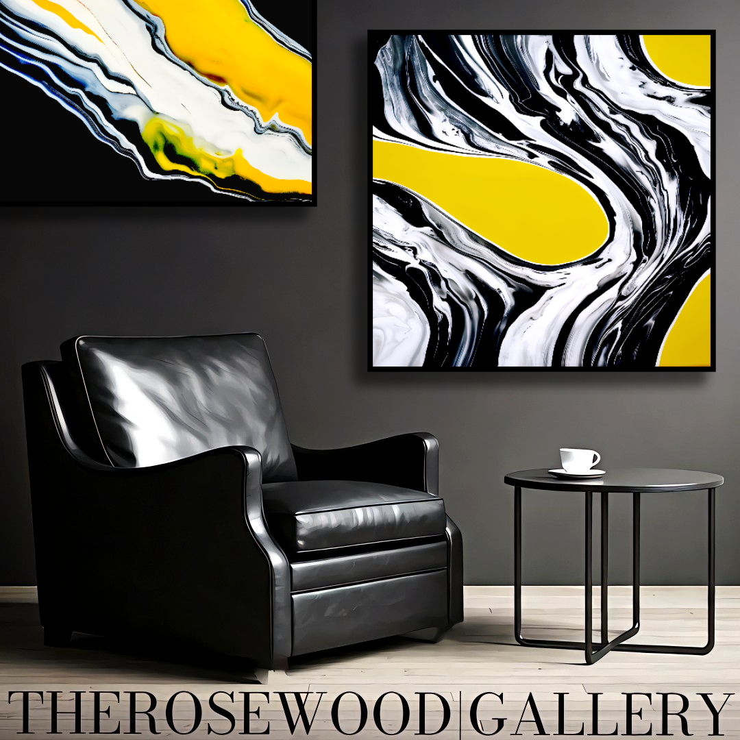 Digital Contemporary Wall Decor Saturated Flamboyant Yellow Through Ivory And Deep Black