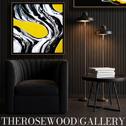 Digital Contemporary Wall Decor Saturated Flamboyant Yellow Through Ivory And Deep Black
