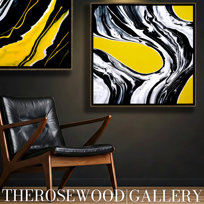 Digital Contemporary Wall Decor Saturated Flamboyant Yellow Through Ivory And Deep Black