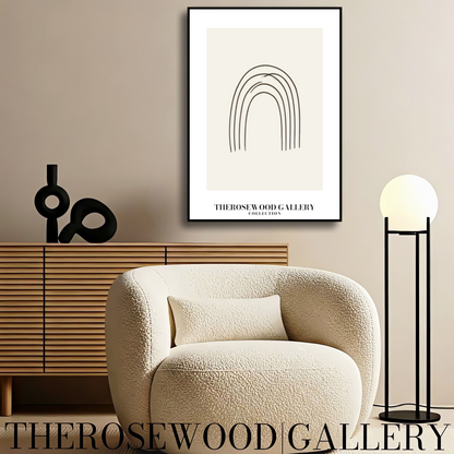 Abstract Minimal Digital Print | Immediate Download | Calm Earthy Tones | Trendy Room Decoration | Subtle Pale Shades | Arc Drawing| Fine Black Lines
