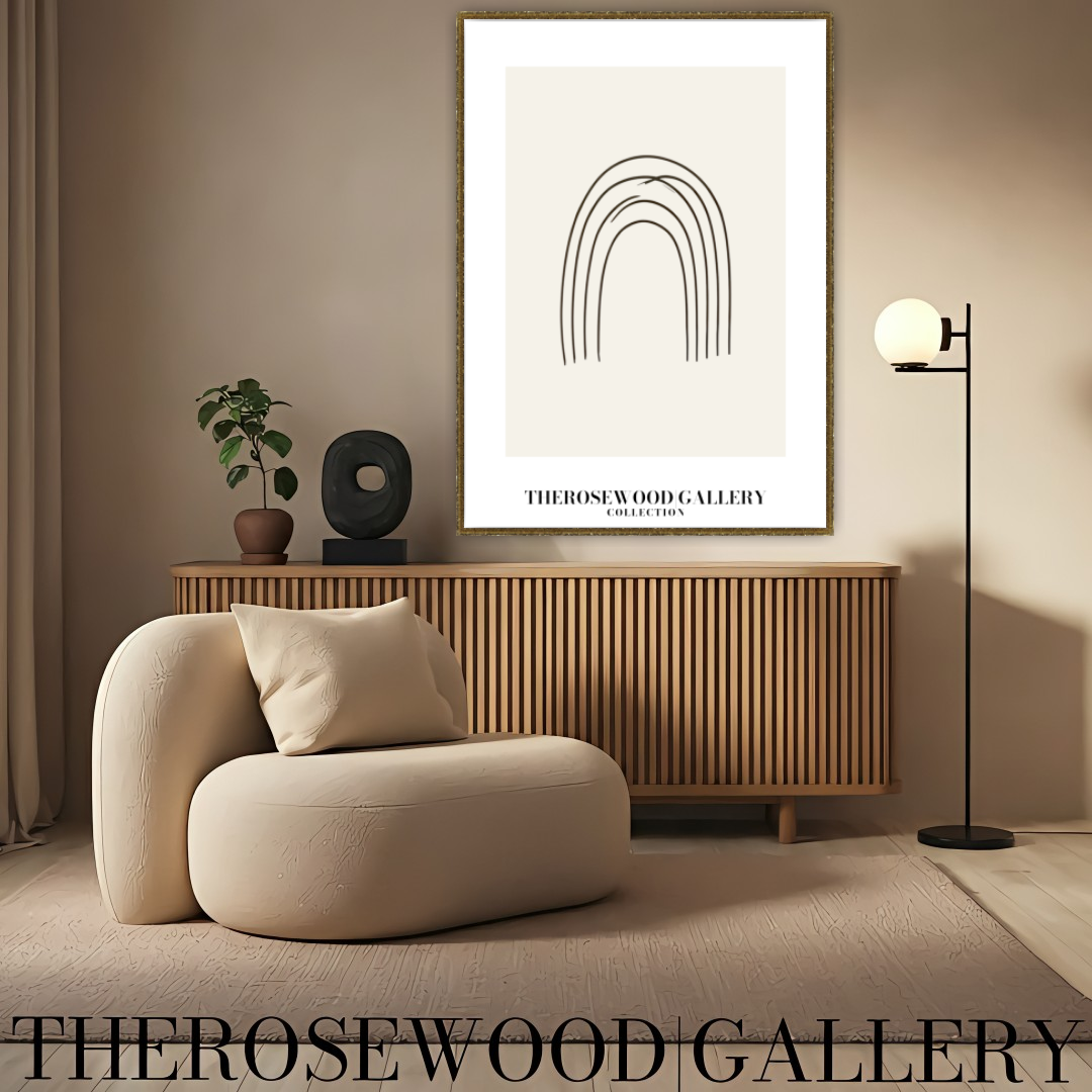 Abstract Minimal Digital Print | Immediate Download | Calm Earthy Tones | Trendy Room Decoration | Subtle Pale Shades | Arc Drawing| Fine Black Lines