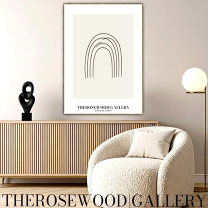 Abstract Minimal Digital Print | Immediate Download | Calm Earthy Tones | Trendy Room Decoration | Subtle Pale Shades | Arc Drawing| Fine Black Lines