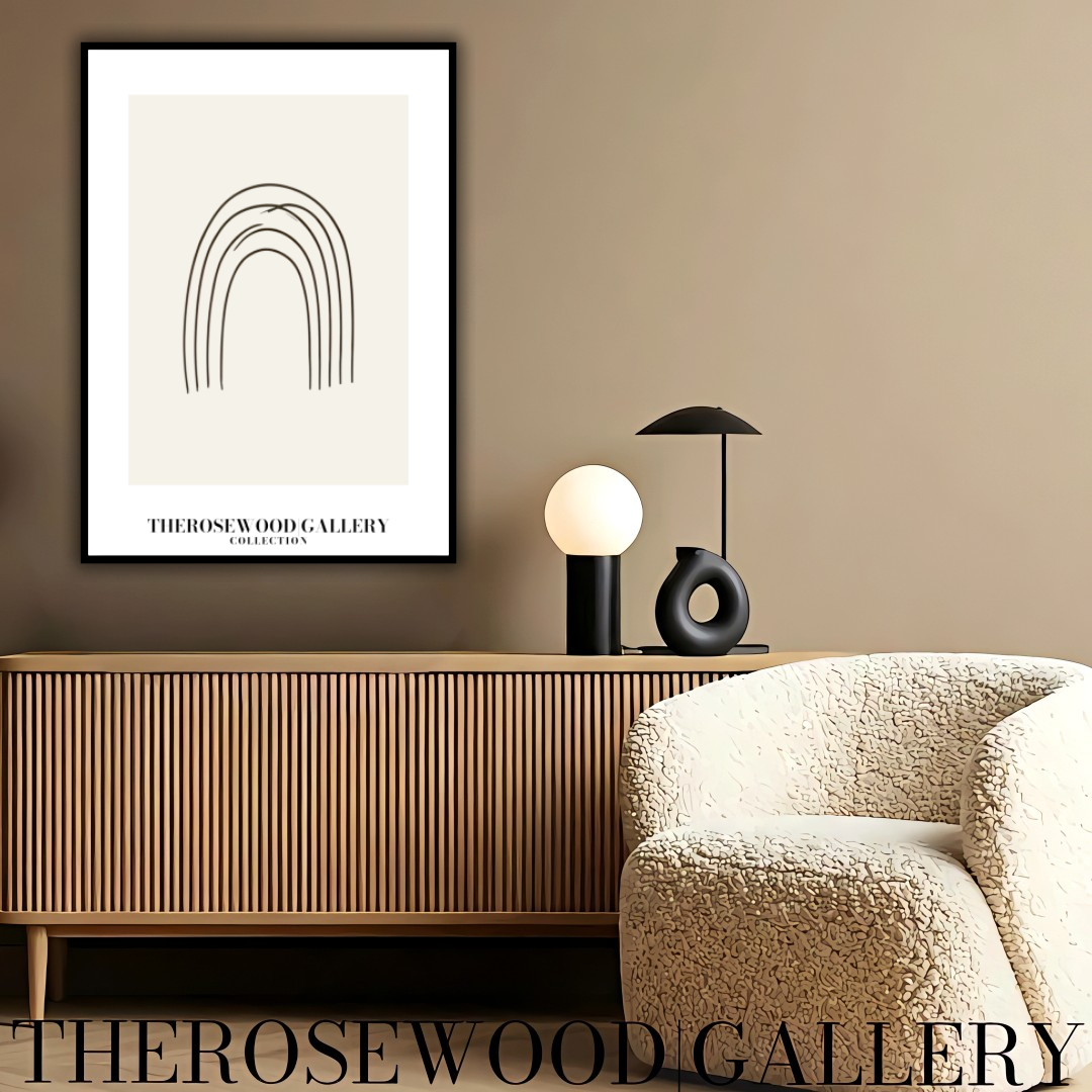 Abstract Minimal Digital Print | Immediate Download | Calm Earthy Tones | Trendy Room Decoration | Subtle Pale Shades | Arc Drawing| Fine Black Lines