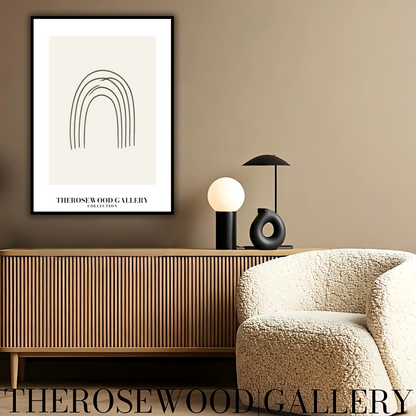 Abstract Minimal Digital Print | Immediate Download | Calm Earthy Tones | Trendy Room Decoration | Subtle Pale Shades | Arc Drawing| Fine Black Lines