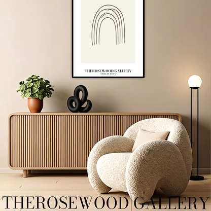 Abstract Minimal Digital Print | Immediate Download | Calm Earthy Tones | Trendy Room Decoration | Subtle Pale Shades | Arc Drawing| Fine Black Lines