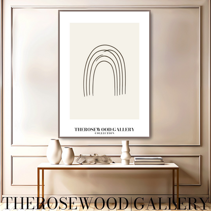 Abstract Minimal Digital Print | Immediate Download | Calm Earthy Tones | Trendy Room Decoration | Subtle Pale Shades | Arc Drawing| Fine Black Lines