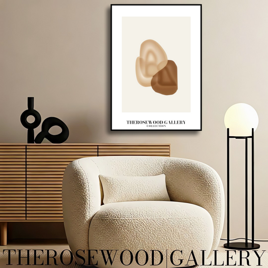 Asymmetrical Art| Simple Abstract Digital Poster | Quick Access | Neutral Soft Colors | Modern Interior Design | Gentle Pastel Hues | Soft Brown Beige