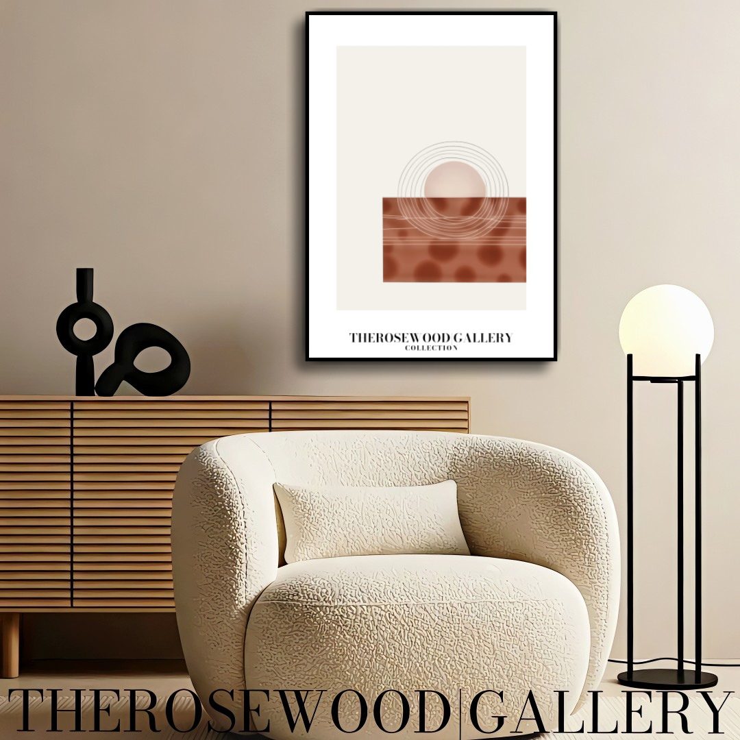 Zeitgenössische Kreislinie | Digitale Kunst | Schneller Download verfügbar | Ruhige neutrale Farben | Schickes modernes Dekor | Helle Erdtöne | Roter Brique | Geometrische Kunst