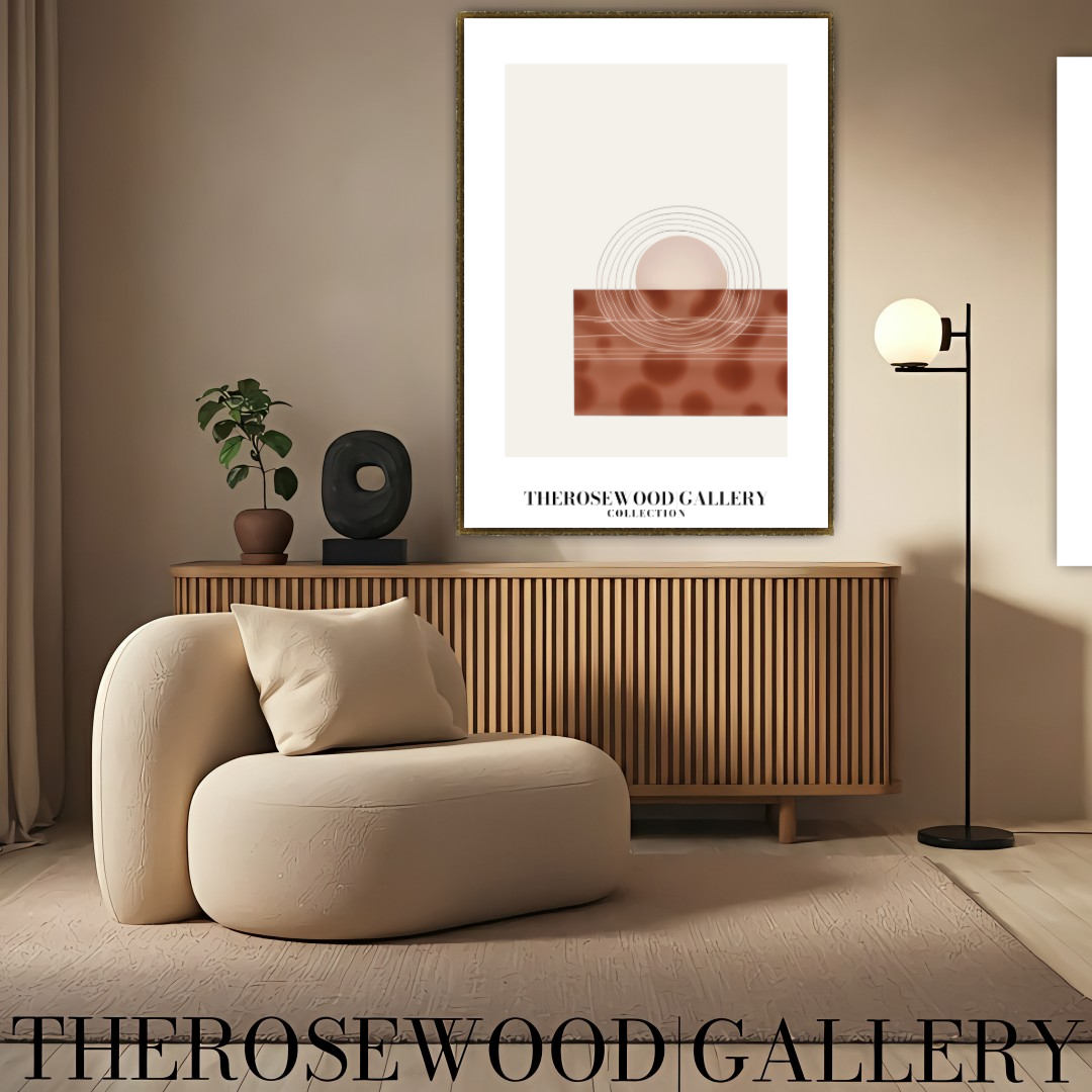 Zeitgenössische Kreislinie | Digitale Kunst | Schneller Download verfügbar | Ruhige neutrale Farben | Schickes modernes Dekor | Helle Erdtöne | Roter Brique | Geometrische Kunst