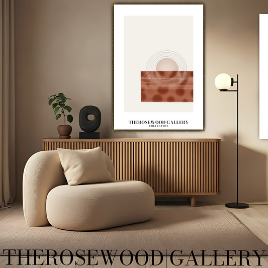 Contemporary Cercle Line | Digital Art | Quick Download Available | Calm Neutral Colors | Chic Modern Decor | Light Earthy Tones | Red Brique | Geometric Art